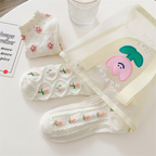 Aesthetic Floral Ankle Socks for Women - Breathable Cotton Mesh with 3D Flower Embroidery