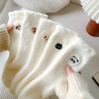 Cute Animal Embroidery Fuzzy Plush Socks