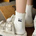Cute Animal Embroidery Fuzzy Plush Socks