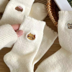 Cute Animal Embroidery Fuzzy Plush Socks
