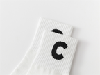 Trendy White Letter Print Cotton Socks