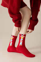 Premium Festive Red Socks 4-Pair Gift Box for Women