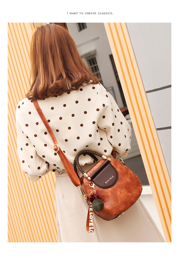 Genuine Leather Retro Woven Handbag for Women