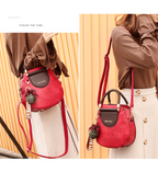 Genuine Leather Retro Woven Handbag for Women
