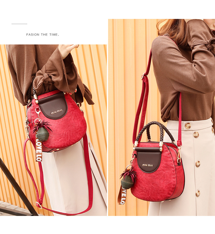 Genuine Leather Retro Woven Handbag for Women