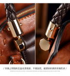 Genuine Leather Retro Woven Handbag for Women