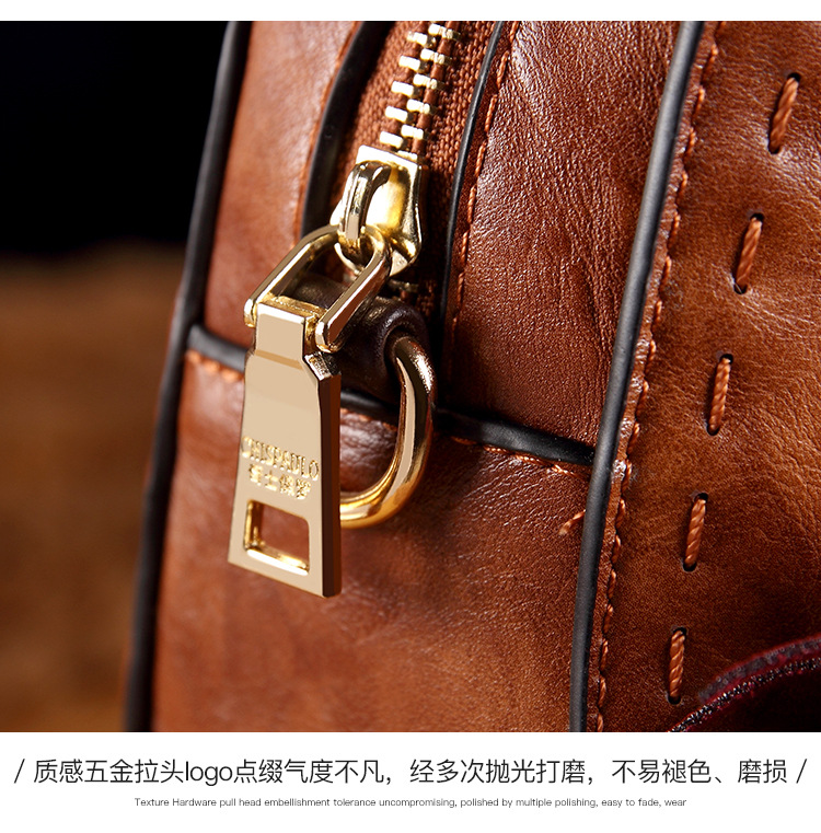 Genuine Leather Retro Woven Handbag for Women