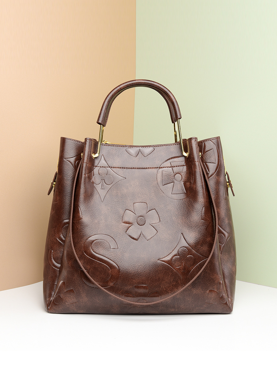 Large Capacity PU Leather Women’s Tote Bag with Multi-Strap Carry & Embossed Design