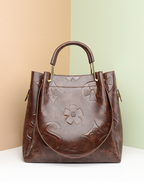Large Capacity PU Leather Women’s Tote Bag with Multi-Strap Carry & Embossed Design