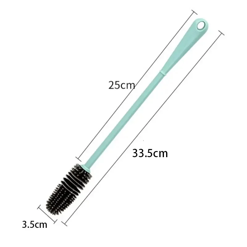 360° Rotating Silicone Bottle Brush - Long Handle Deep Cleaner - Gray