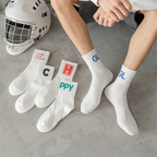 Trendy White Letter Print Cotton Socks