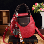 Genuine Leather Retro Woven Handbag for Women