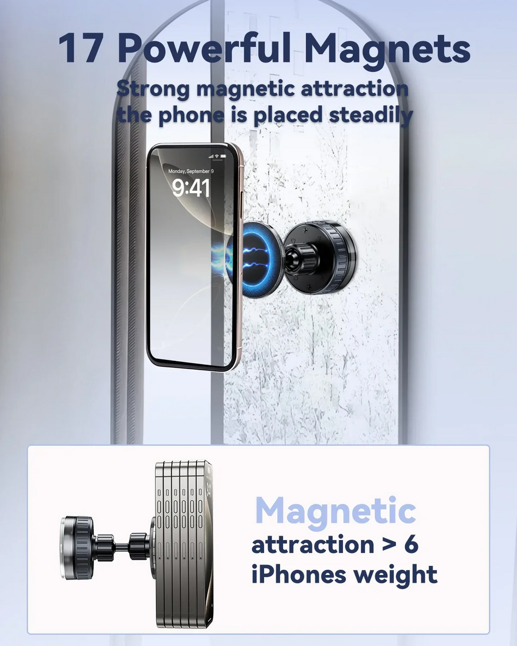Magnetic Suction Phone Holder - 360° Adjustable Wall Mount