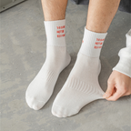 Trendy White Letter Print Cotton Socks