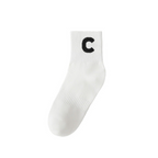Trendy White Letter Print Cotton Socks