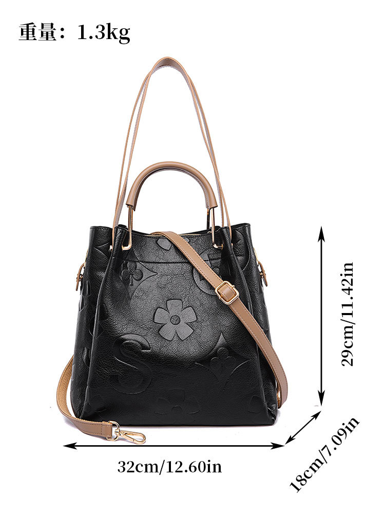 Large Capacity PU Leather Women’s Tote Bag with Multi-Strap Carry & Embossed Design