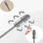 360° Rotating Silicone Bottle Brush - Long Handle Deep Cleaner - Gray
