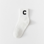 Trendy White Letter Print Cotton Socks