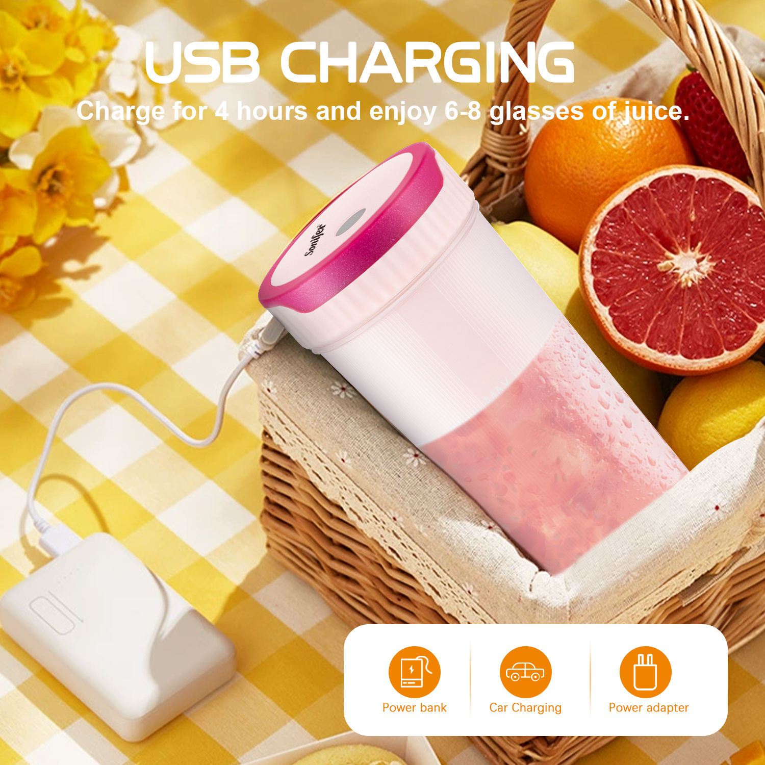 Portable Mini USB Rechargeable Blender Juicer Cup