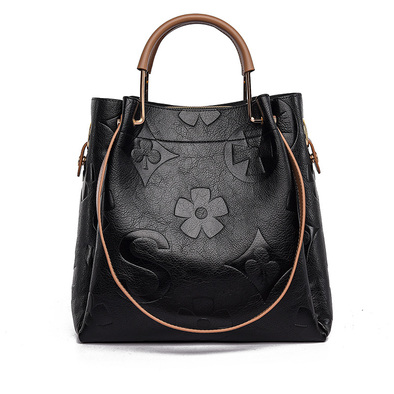 Large Capacity PU Leather Women’s Tote Bag with Multi-Strap Carry & Embossed Design