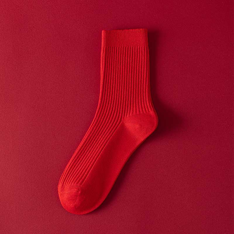 Festive Lucky Red Cotton Socks for Women - 4 Pairs Set for Comfort and Style