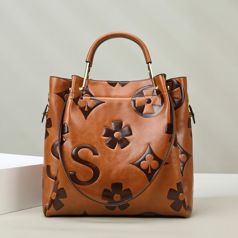 Large Capacity PU Leather Women’s Tote Bag with Multi-Strap Carry & Embossed Design