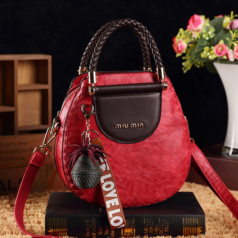 Genuine Leather Retro Woven Handbag for Women