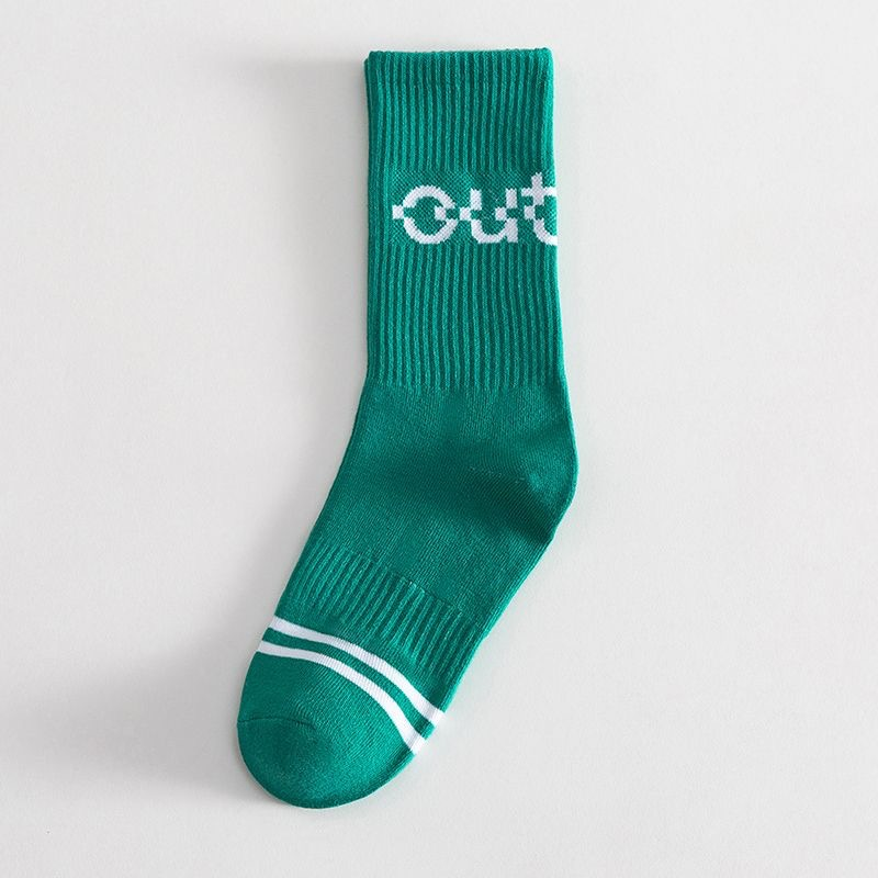 Trendy Green & White Cotton Socks