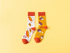 Aesthetic Artistic Patterned Crew Socks - Colorful & Breathable Cotton Blend (2 Pairs)