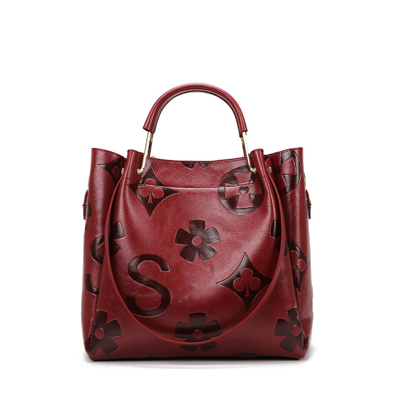 Large Capacity PU Leather Women’s Tote Bag with Multi-Strap Carry & Embossed Design