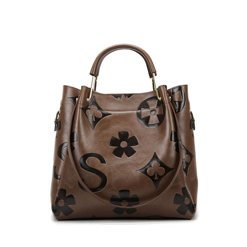 Large Capacity PU Leather Women’s Tote Bag with Multi-Strap Carry & Embossed Design