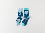Aesthetic Artistic Patterned Crew Socks - Colorful & Breathable Cotton Blend (2 Pairs)
