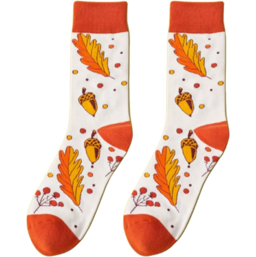 Aesthetic Artistic Patterned Crew Socks - Colorful & Breathable Cotton Blend (2 Pairs)
