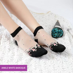 Women Socks Glitter Toe Sheer Thin Socks Girls Crystal Lace Socks