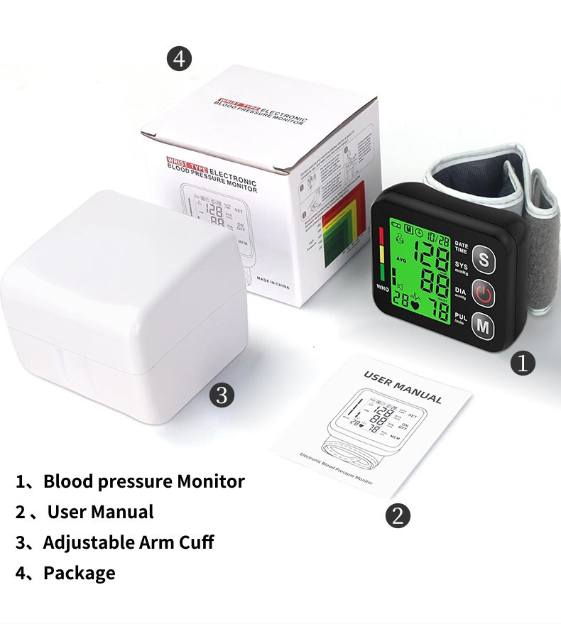 LCD Screen Smart Touch Wrist Blood Pressure Monitor Digital