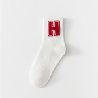 Trendy White Letter Print Cotton Socks