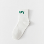 Trendy White Letter Print Cotton Socks