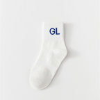 Trendy White Letter Print Cotton Socks