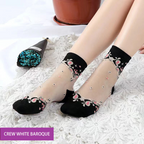 Women Socks Glitter Toe Sheer Thin Socks Girls Crystal Lace Socks