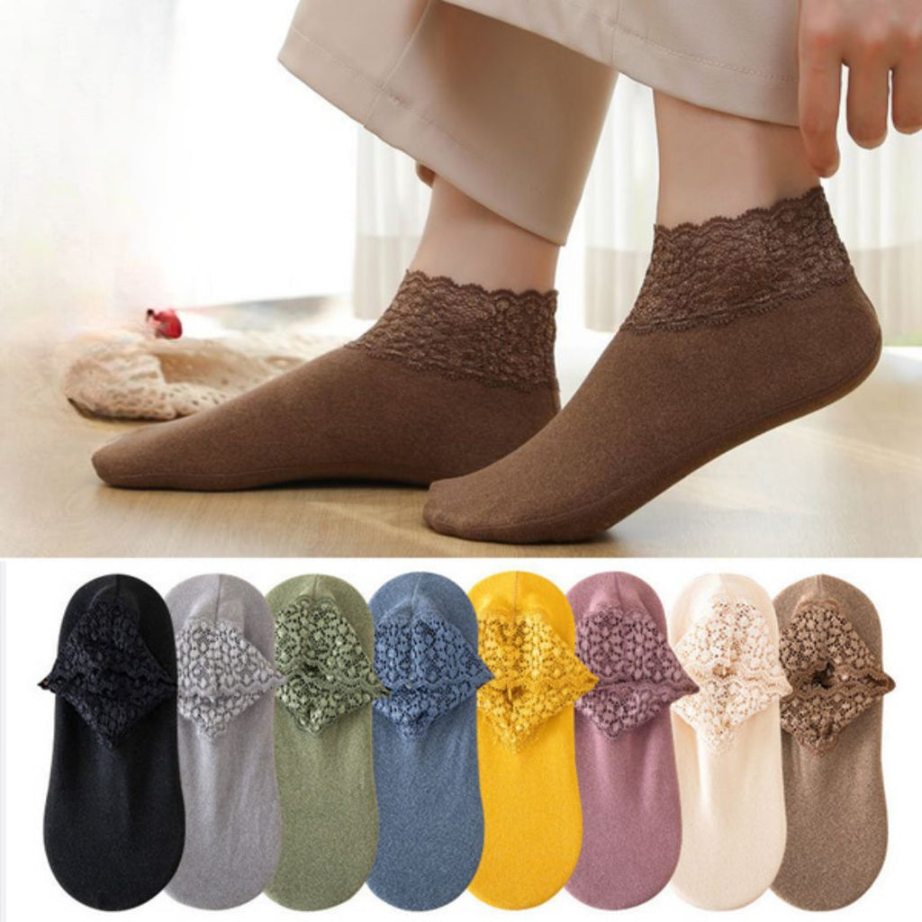 Women’s All Season Socks Non-Slip Lace Ankle Socks – Comfortable, and Stylish