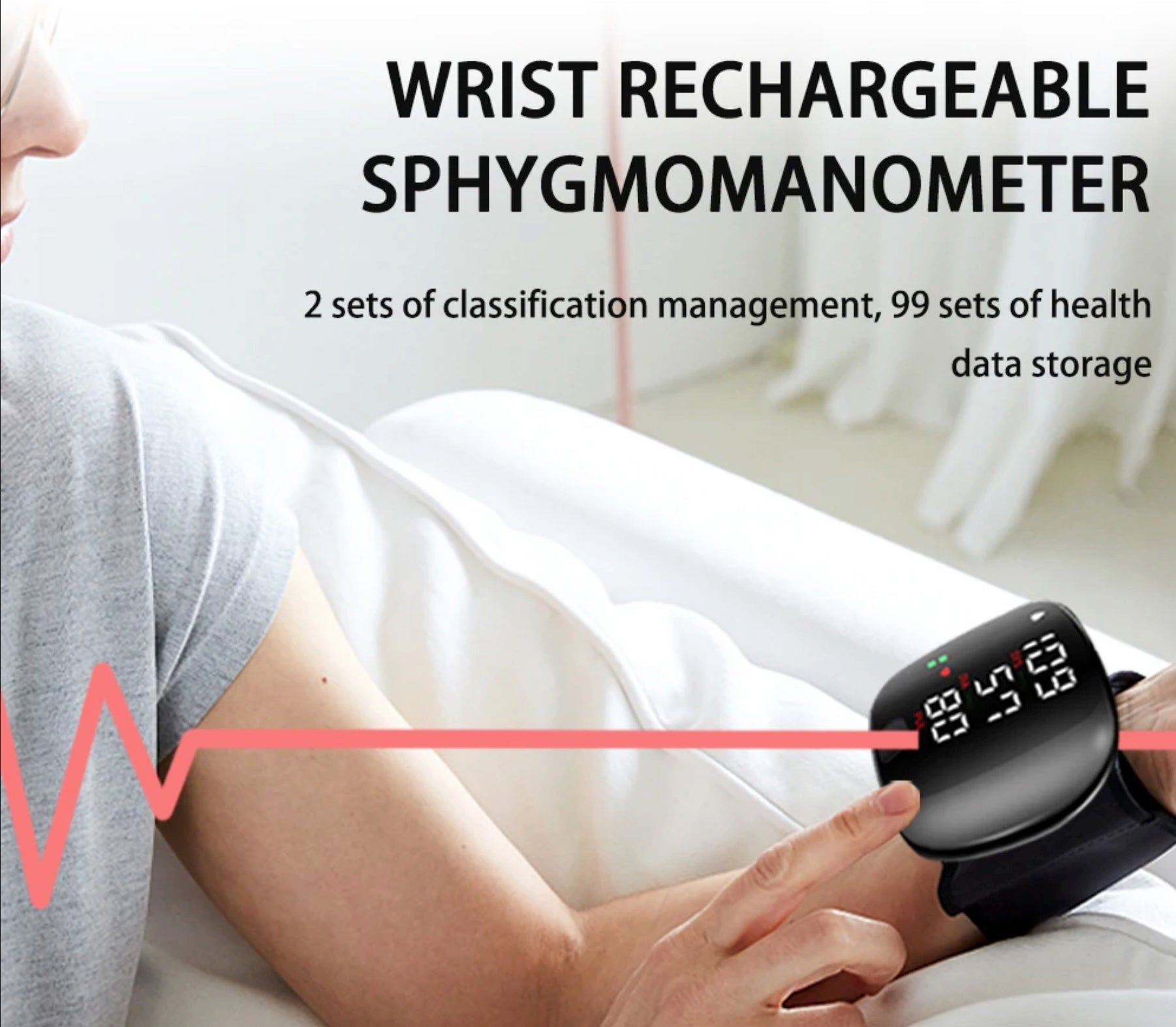 LCD Screen Smart Touch Wrist Blood Pressure Monitor Digital
