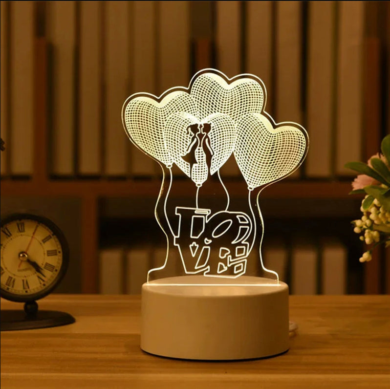 3D Visual Illusion Night Light Visual Creative LED Desk Lamp Changes Plug Powered Gift